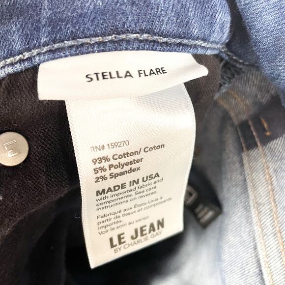 Le Jean Stella Flare Jeans Blue Denim High Rise Side Slit Crop Sz 26 - Picture 12 of 12